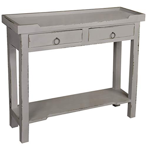 Sunset Trading Shabby Chic Cottage Table, Two Drawer, Antique Gray