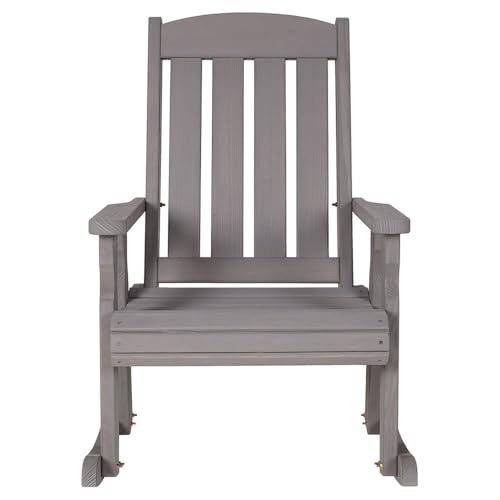 Image of Amish Casual Heavy Duty 600 Lb Mission Pressure Treated Rocking Chair (Semi-Solid Grey Stain)