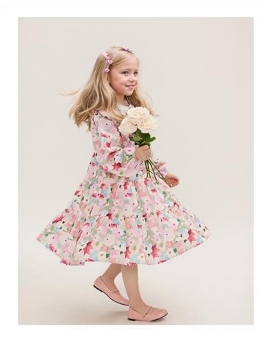 Girl Lace Bandage Dress Elegant Sweet Floral Print Casual Dress4