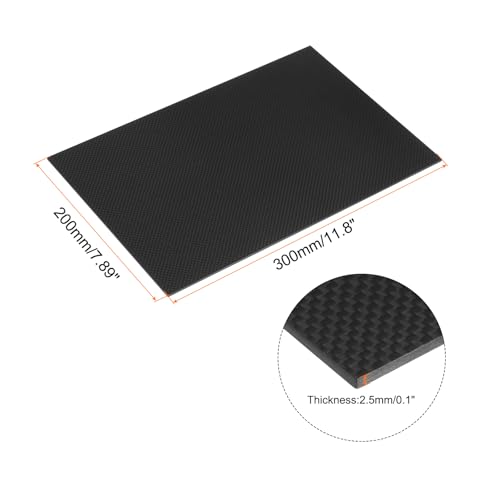 QUARKZMAN 1Stk Kohlefaser Blatt 300×200×2.5mm Glänzende Oberfläche Pultrudierte Flache Kohlefaser Brett Platte Leinwand Gewebe Panel Blatt für Drachen RC Flugzeug