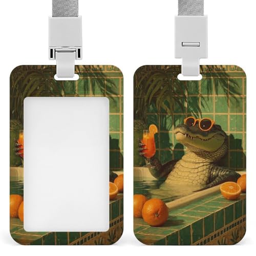 Soporte retráctil para tarjetas de identificación de cocodrilo con lentes de sol en la bañera, protector de tarjetas, placa de nombre, para trabajo, oficina, médico, enfermera 🔥