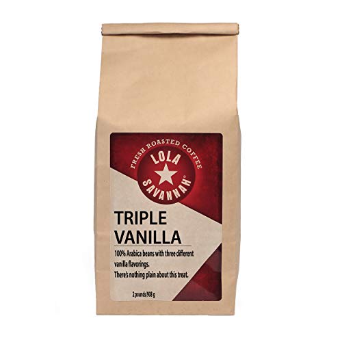 Lola Savannah Triple Vanilla Ground Coffee - Three Unique Layers Of Vanilla Delivers An Irresistible Velvety Smooth Sweet Cream Profile, Caffeinated, 2Lb Bag #TOP1