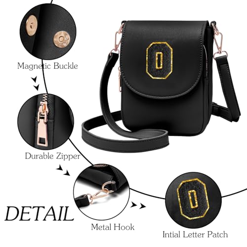 Image of Viverte Crossbody Purse for Teen Girls Small Initial Cell Phone Toddler Purse Leather Triple Compartment Crossbody Bags