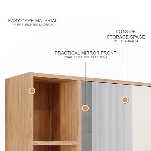 Vicco Mobile A Specchio Per Il Bagno Lucie, Bambù, 54 X 44.5 Cm Con Specchio - 9