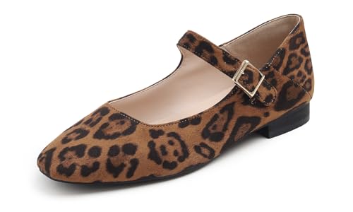 Feversole Women's Square Mary Jane Fashion，Dames élégantes Chaussures décontractées Ballet Plat Bout carré Confortable Marche Quotidienne Mary Jane...