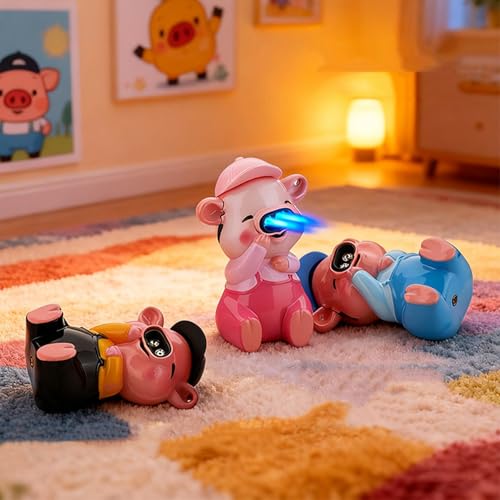 Double Jet Flame Torch Lighter, Creative Cute Pig Shape Cool Lighter with Portable Lanyard,Butane Refillable and Adjustable Flame Windproof Lighters for Friends Gifts Odoor (Without Butane)-Pink