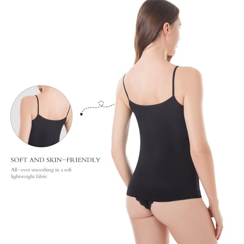 Image of Womens Tank Top Camisoles with Premium Cotton Italian Design - Trimmed with Flower Lace on Neckline