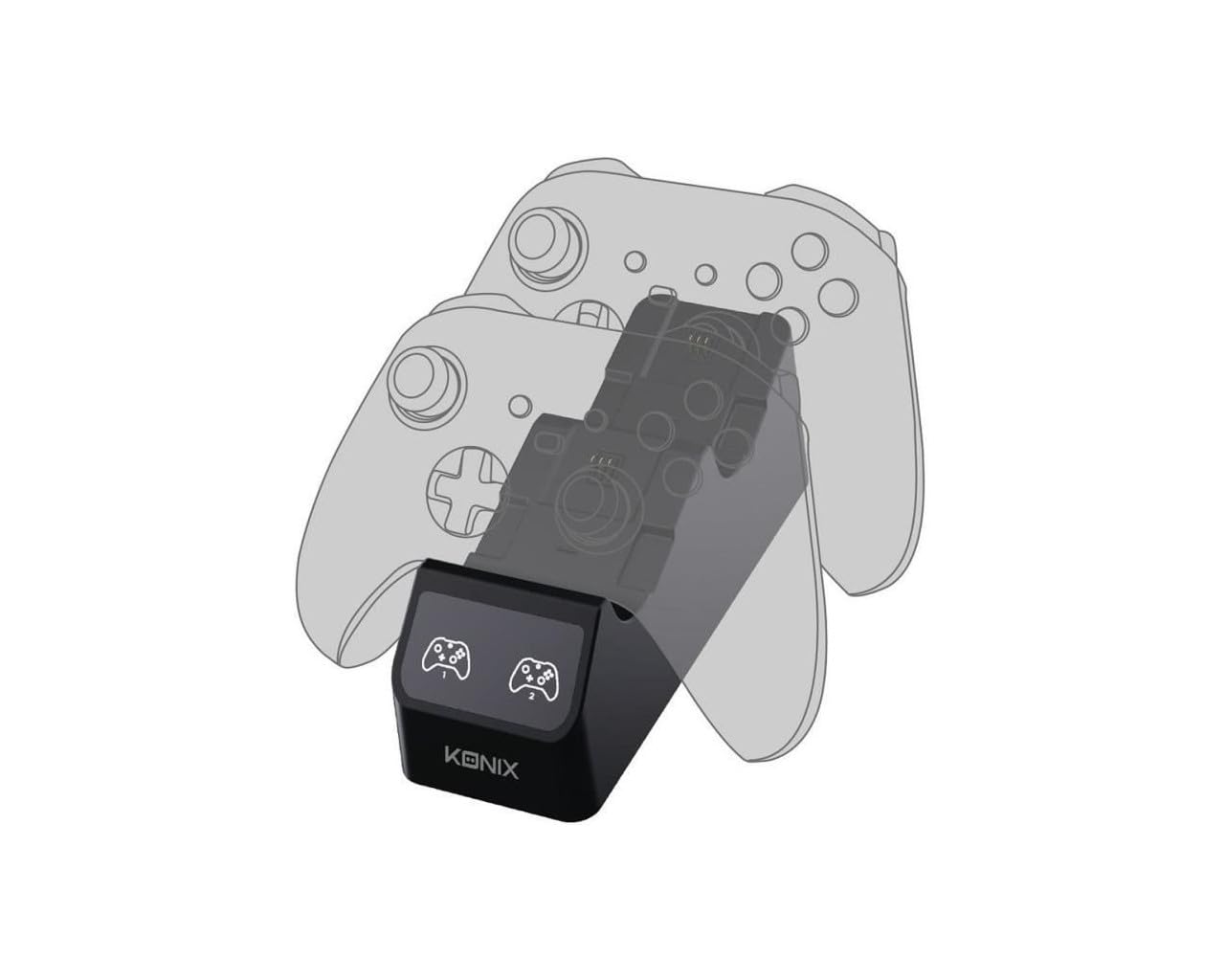 Konix Mythics Double Station de Charge pour manettes Xbox Series X|S - 2 Piles Rechargeables Haute capacité incluses - Noir