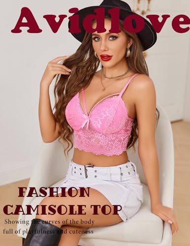 Image of Avidlove Lace Bralette for Women Lingerie Spaghetti Adjustable Strap Tank Camisole Crop Top