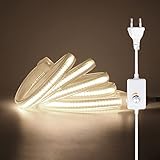 Tira de LED COB 220V, Luz de Neón Regulable, 288 LEDs/m Flexible LED Neon lights,Resistente al Agua Tira LED para dormitorio,Luminoso Exterior para Fiestas y Decoración (0.5m, Blanco natural)