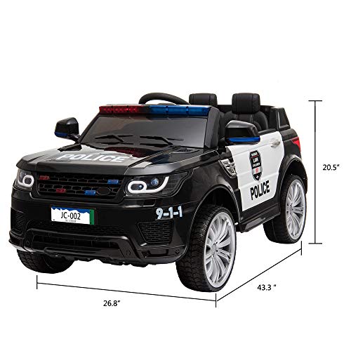 VALUE BOX Kids Ride on Car, 12V 7A Battery Powered Electric Police Truck SUV Vehicle w/ 2.4G Remote Control, Siren, Music, LED Headlights, Microphone, Double Open Doors, Safe Seat Belts - (Black) - Thumbnail 5