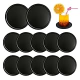 Silikon Untersetzer, 12 Stück Untersetzer Gläser rutschfest Glasuntersetzer Schwarz Isoliert Tassenuntersetzer Getränkeuntersetzer mit Rand für Getränke Tassen Glas