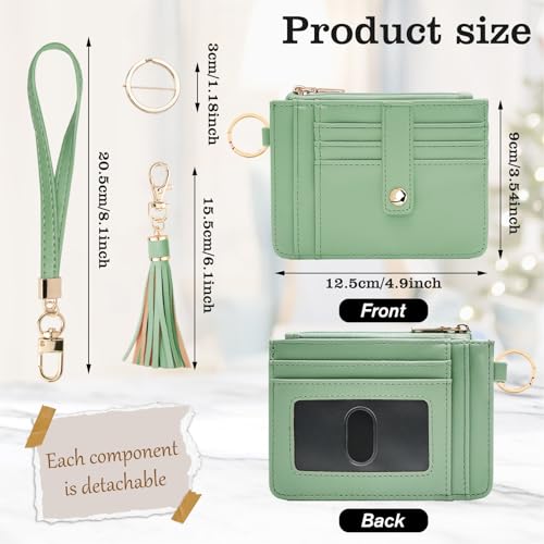 Image of KNGITRYI Small Wristlet Wallets for Women RFID Credit Card Holder Wallet Keychain Wristlet Wallet Credit Card Wallets for Women (Mint Green)