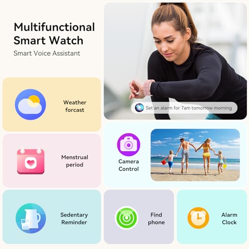 Image of Smart Watch for Women - 1.85 inch HD 2026 Upgraded Fitness Tracker Bluetooth Call and Text Smartwatch with 7 Day Battery 5 ATM Waterproof Heart Rate Sleep Monitor 130+ Sport Modes for Android & iOS (Pink)