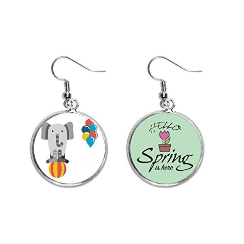 Pendientes de primavera con colgante de elefante y globos