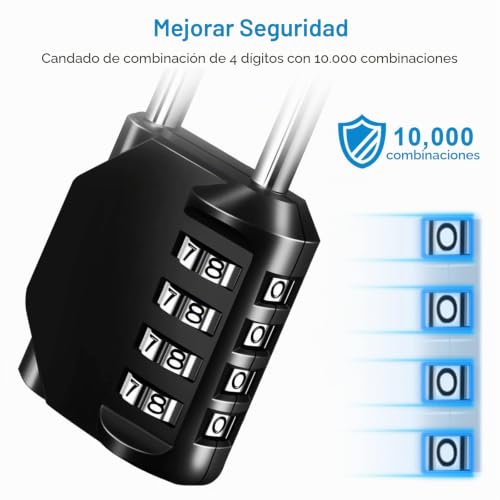 Miniatura 2 de Elzle Candado De Combinación Numerico De 4 Digitos Sin Llave Cerradura De Combinación Para Colegios O Gimnasios, Taquilla,Puertas, Vallas