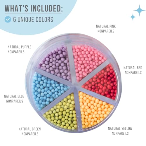 Sweets Indeed Sprinkles 6 Cell Edible Sprinkle Mix Jimmies Perfect for Cake Decorations Baking Ice Cream Cookies Cupcake Topper (Rainbow Nonpareils) - Thumbnail 2