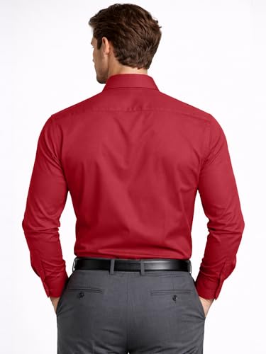 Image of FILO HEVIS Men's Shirt Regular Fit Solid Self-Cord Cotton Blended, Soft Fabric Stylish Formal Wear Man Shirt, Spread Collar Full Sleeves,(Available in Plus Size)