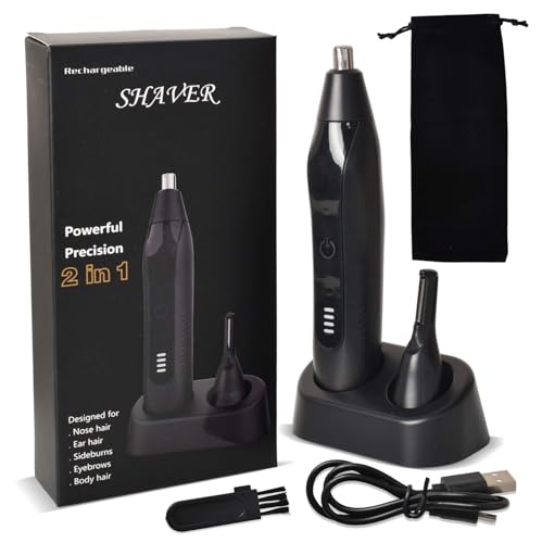 2 in 1 Tagliapeli per il Naso & Rifinitore Sopracciglia - Professionale Ricaricabile Senza Dolore per Uomini e Donne - Per Naso, Orecchie, Barba e Attaccatura Capelli - Lame in Acciaio Inossidabile