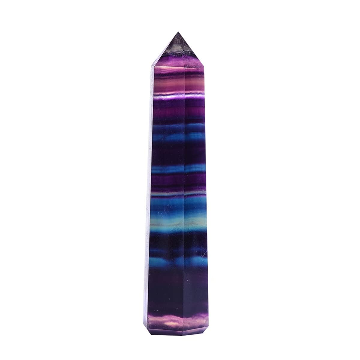 Cristal de meditación Natural Obelisco de Cristal de fluorita de Arco Iris Natural, for la decoración del hogar Piedra de Cristal (Color : Rainbow Fluorite, Size : 12-13cm)