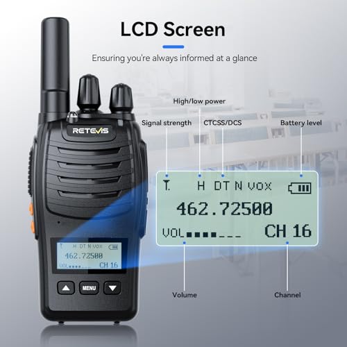 Image of Retevis H777D Walkie Talkies Long Range with LCD Screen, USB -C Charging, Portable FRS Two Way Radios for Adults, Handsfree, Durable Walkie Talkie for Restaurant Retail Warehouse School(10 Pack)