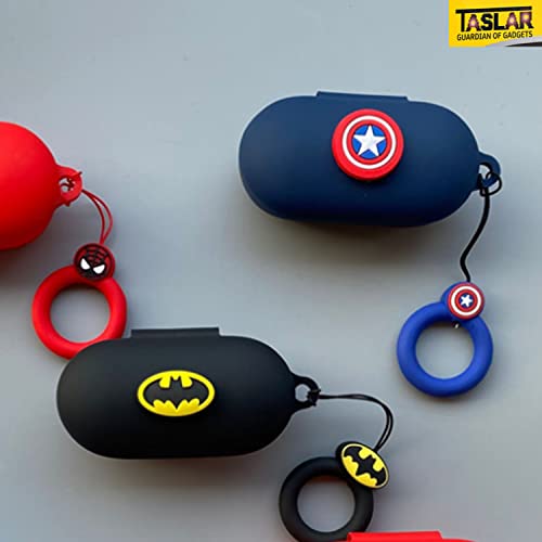 Image of TASLAR Anti-Fall Earphone Case Captain America Design Silicone Protective Cover Shell Accessories with Ring Lanyard Tide Compatible with Oneplus Buds Z2, (Blue) (ONLY CASE Cover)