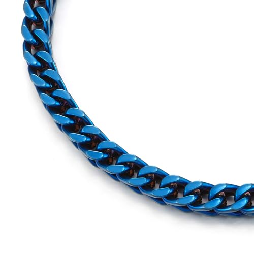 Pulsera de cadena cubana de acero inoxidable azul para hombre miniatura 3