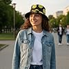 TARGONIX Bucket Hat with Smiley Print, Soft Fabric Sun Hat for Men Women and Teens, Lightweight Foldable Design for Outdoor Activities and Daily Wear Black #2