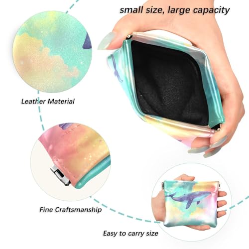 Whale Floating in The Sky Coin Purse Leather Pouch Change Purse, Squeeze Coin Pouch for Cards, Keys & Lipsticks, Unisex2