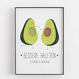 Geschenk beste Freundin Geburtstag persönlich ungerahmt Avocado Kunstdruck personalisiert kleine Geschenkidee