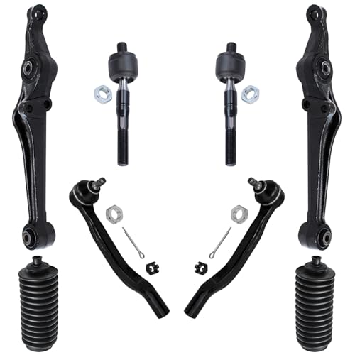 Image of Detroit Axle - 8pc Front End Suspension Kit for 1998 1999 2000 2001 2002 Honda Accord, 2 Lower Control Arms 4 Inner Outer Tie Rods 2 Boots Replacement