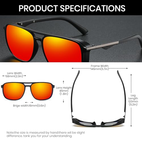 Image of PROBEROS Polarized Sunglasses for Men & Women Stylish, UV400 Protected, Full Rim Square Sunglasses with Case and Storage Bag