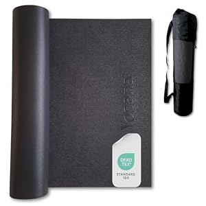 Tapis de yoga avec sac de transport I Antidérapant et doux I 50% recyclé I Tapis de gymnastique certifié Öko-Tex 100 I Tapis de Pilates 183 x 60 cm I Épaisseur 6 mm