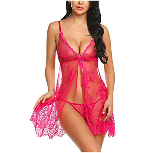 Lingerie érotique pour couple avec soutien-gorge halter rose fuchsia en taille XL