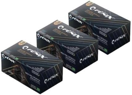 COMBO MASCARA FENIX PRETA ADULTO 150 UNIDADES