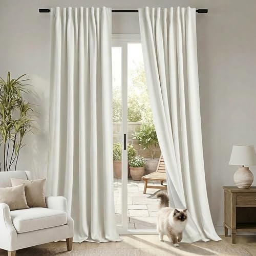 Cat-Proof Linen Sliding Glass Door Curtains, 90