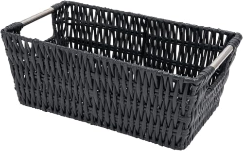 Image of Whitmor 6500-2712-BLK Rattique Small Shelf Black Tote Basket (Pack of 6)