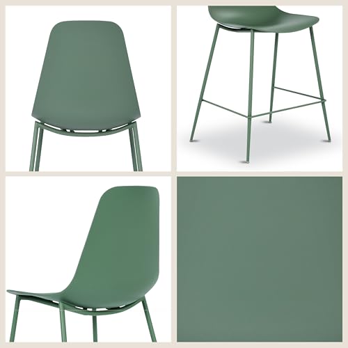 Image of Poly & BARK Isla Bar Stools Set of 3 - Counter Height Bar Stool for Kitchen - Set of Counter Stools - Indoor /Outdoor Barstools - Modern Kitchen Bar Stools - Pistachio Green