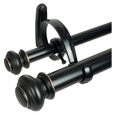 Decopolitan Urn Telescoping Double Drapery Rod Set, 36-72", Antique Bronze Cover