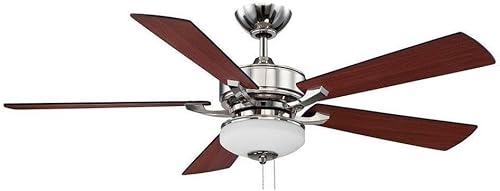 Miniatura 1 de Litex BO52LN5L Margaux - Ventilador de techo LED de una sola luz, acabado de níquel pulido con acabado mate negro/cereza con vidrio de ópalo blanco