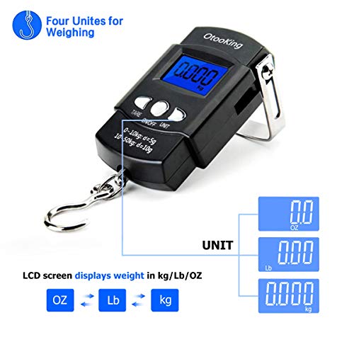 Digital Fish Scale Fishing Weights Scale, Hanging Scale Digital Weight Backlight Lcd Display 110Lb/50Kg Electronic Balance Digital Fishing Postal Hanging Hook Scale With Measuring Tape 2Aaa Batteries #TOP3
