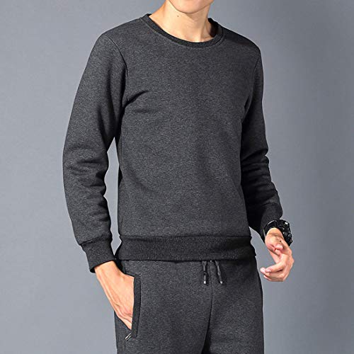 Image of Gihuo Men's Warm Crewneck Sherpa Lined Fleece Sweatshirt Pullover Tops