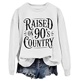 Photo Gallery felpa vintage con scritta "raised on 90s country music", stile western, anni 90, unisex, bianco, m Photo Gallery felpa vintage con scritta "raised on 90s country music", stile western, anni 90, unisex, bianco, m