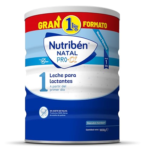 Nutribén Natal Pro Alfa 1 - Leche en Polvo Bebé 1 GRAN FORMATO | Leche de Fórmula para Bebé desde el Primer Día | sin Aceite de Palma | con Cacito Dosificador Incluido | con DHA | 1 Bote de 1KG