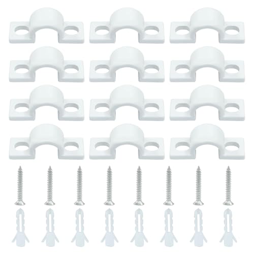 Moicstiy 12 Sets Wire Shelf Loop Clips, White