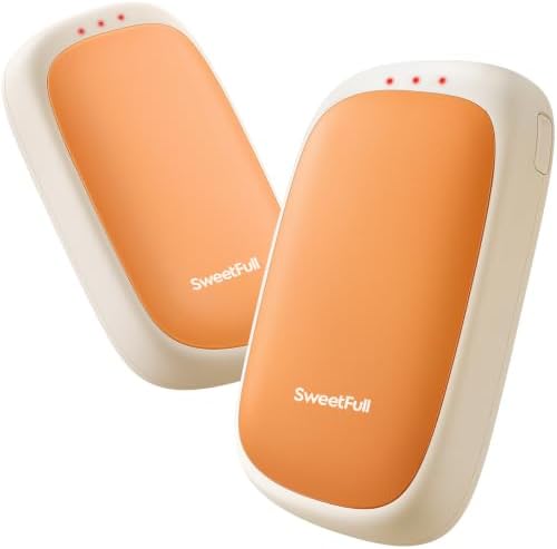 SWEETFULL Handwärmer Elektrisch,4000mAh aufladbar,2 Stück,mit Magnetische | Taschenwärmer Wiederverwendbar,Dünn, 3 Stufen Heizung,Winter-Essentials, Adventskalender füllung Geschen