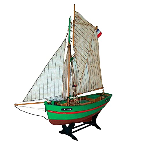 Maquette du langoustier Yann et Gaël à l'échelle 1:50, modèle réduit en bois YG1000