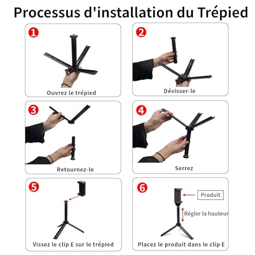 Ousmile Support Portable, Trépied Pliable pour Tableau d'affichage et Horloge LED avec Minuterie – vue 7