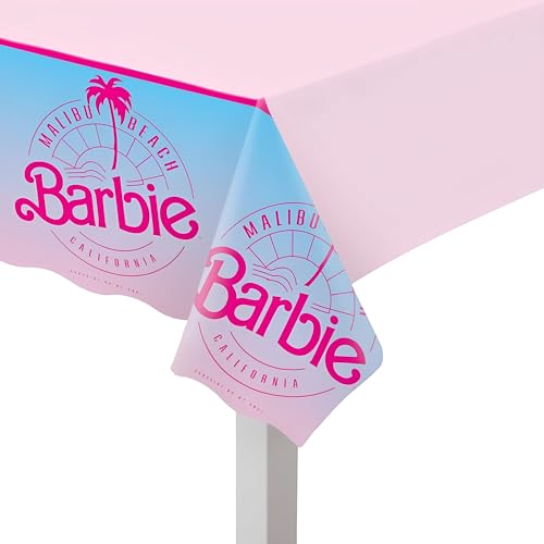 Vibrant Multicolor Plastic Malibu Barbie Table Cover - 54 x 96 (1 Pc.) - Durable & Stylish Design - Perfect for Kids Party