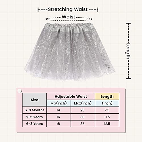 Simplicity Girls Fluffy Tutu Skirt Princess Ballet Dance Sequins Tutu Girls Glitter Tutu Toddler Tutu, Silver, 2-5 Years #TOP1